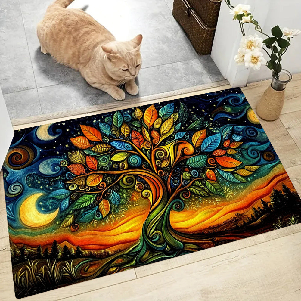 Kitchen Mat Waterproof Anti-Slip Absorbent Abstract Tree Design 1pc