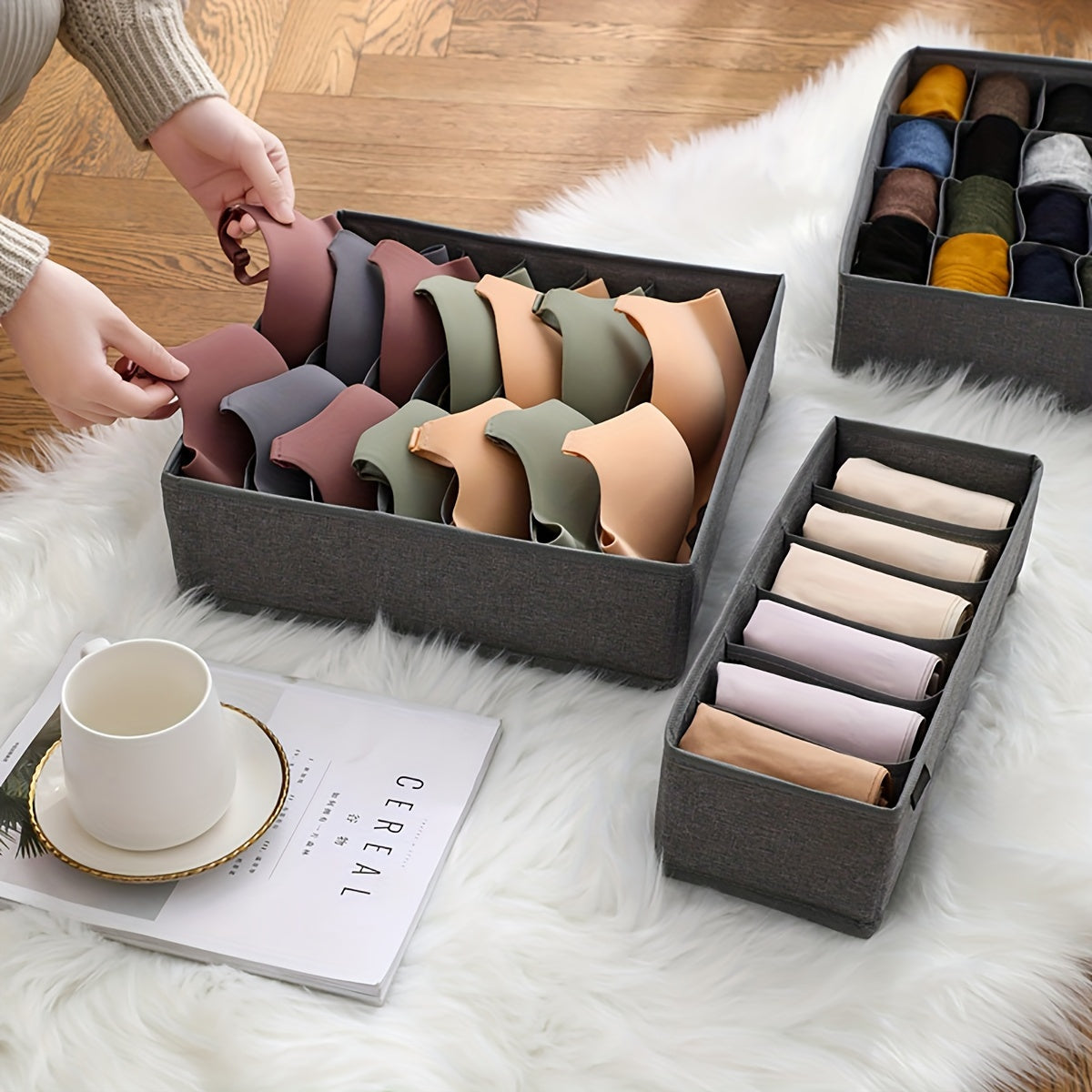 Foldable Non-Woven Fabric Storage Boxes for Underwear Socks and Clothing Organizers