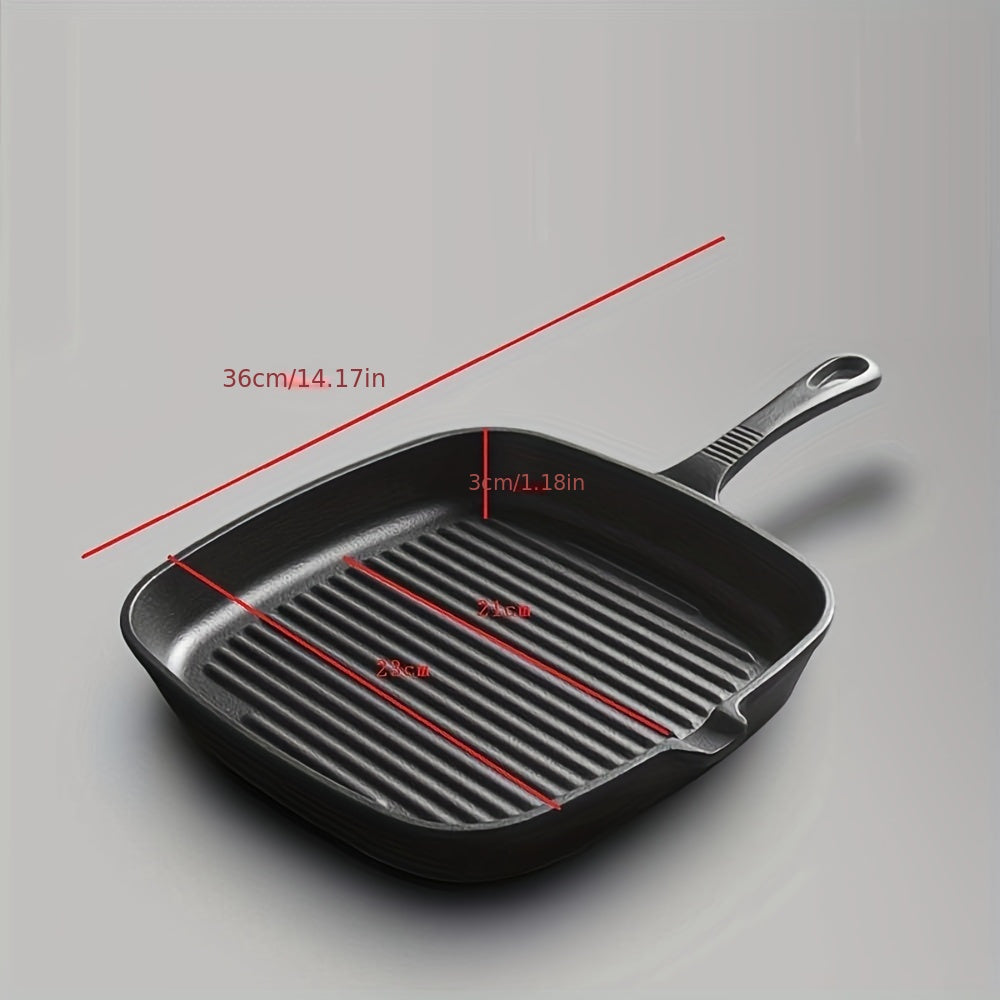 Cast Iron Skillet Non-Stick Steak Grill Frying Pan for Gas and Induction Cooking