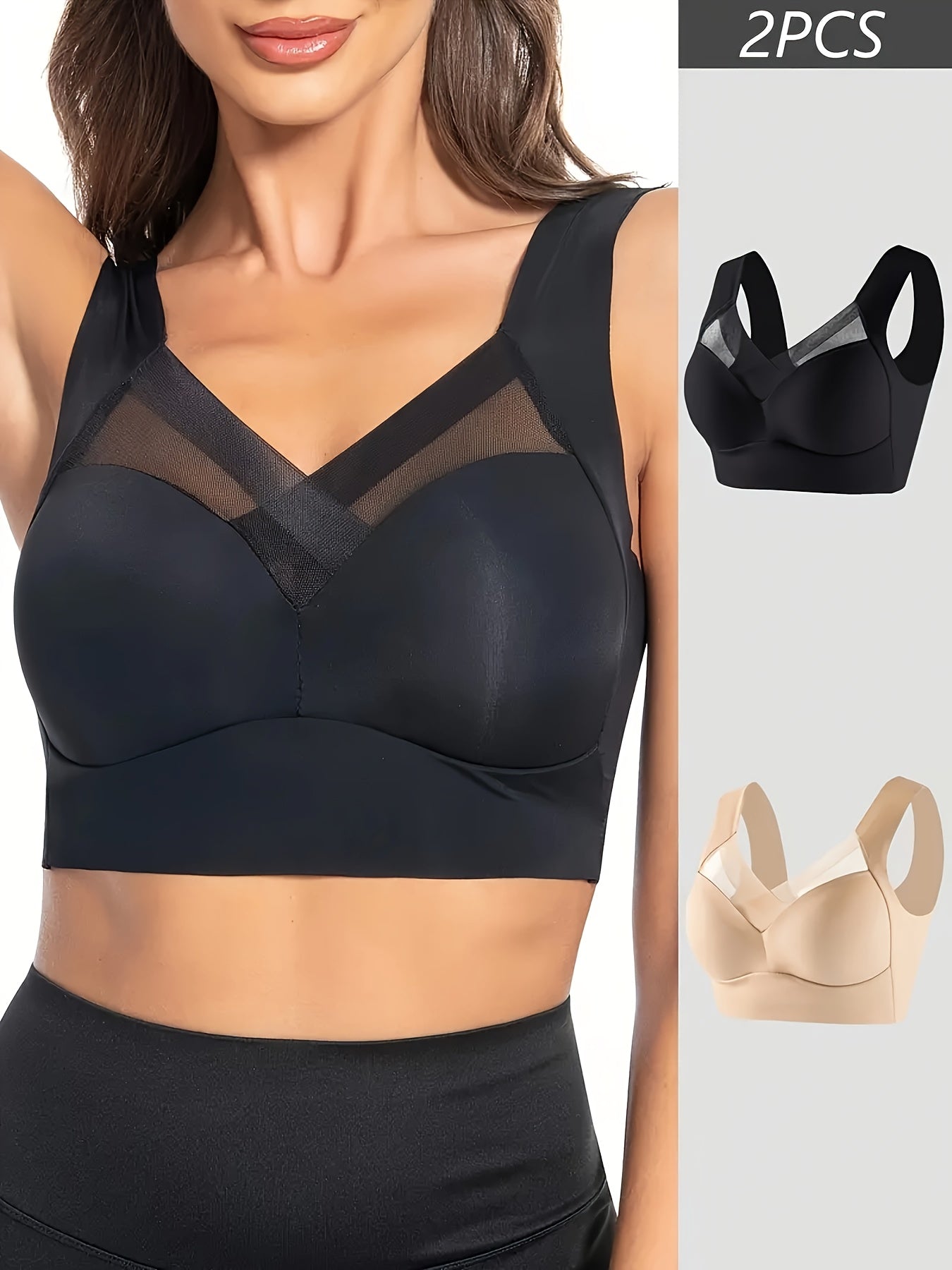 Women Seamless No Underwire Sports Bra Breathable Ice Silk Fabric