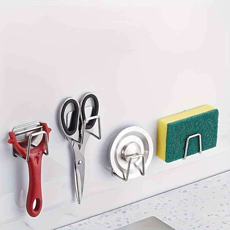 Organizador de fregadero de acero inoxidable para pared para cocina y baño con ganchos