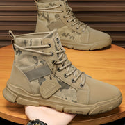 Men's Camouflage Short Ankle Hiking Boots with Lace-up Casual Style