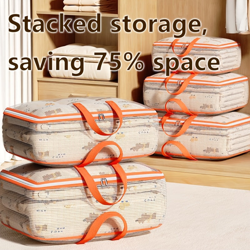 Large Capacity Foldable Storage Basket for Quilts and Seasonal Clothes with Thickened Handle