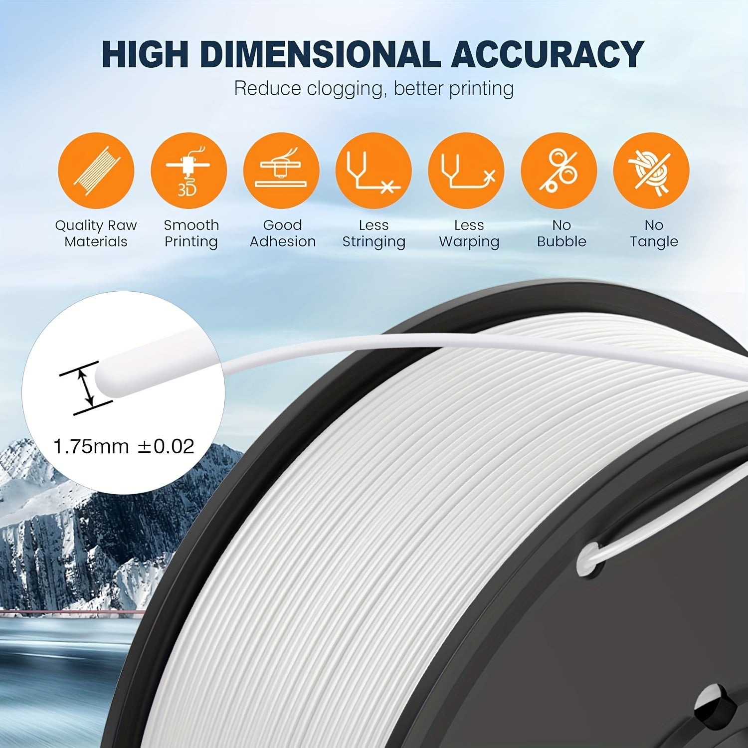 PETG 3D Printer Filament Set 1.75mm 2kg 8 Colors Vacuum Sealed