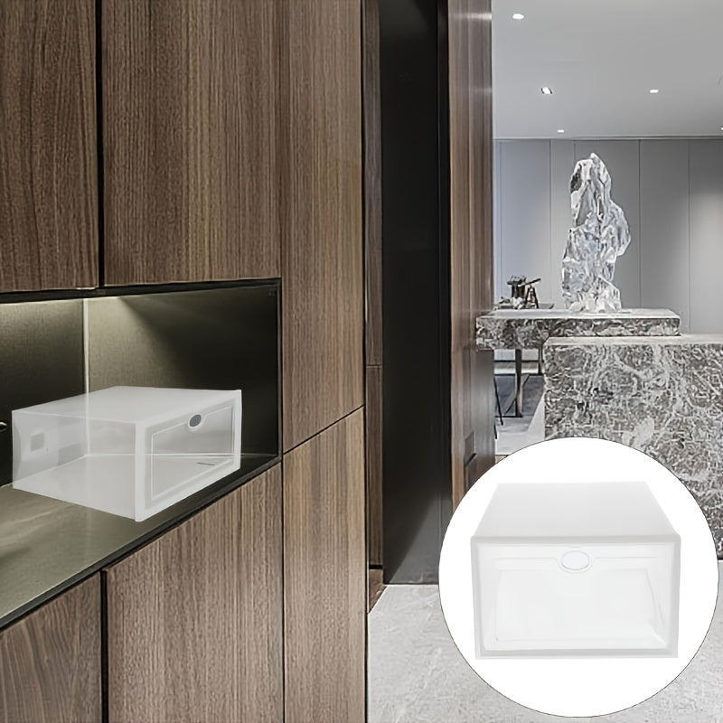 Set of 12 Clear Plastic Shoe Storage Boxes with Lids Waterproof Folding Organizer