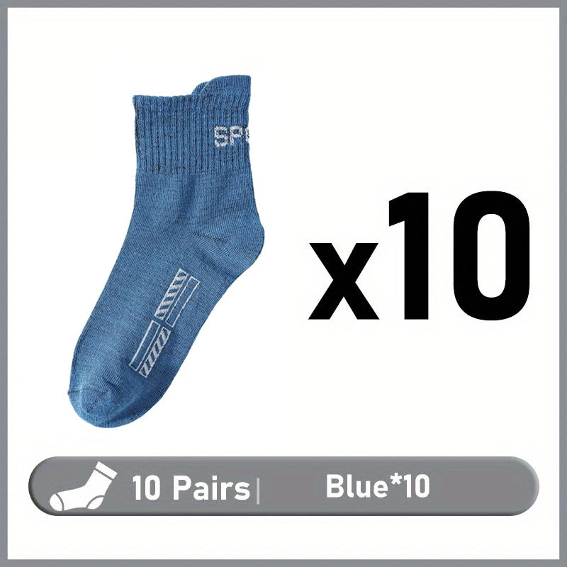 Men's Casual Socks Pack of 10 Pairs Size 38-45 Breathable Cushioned All Seasons
