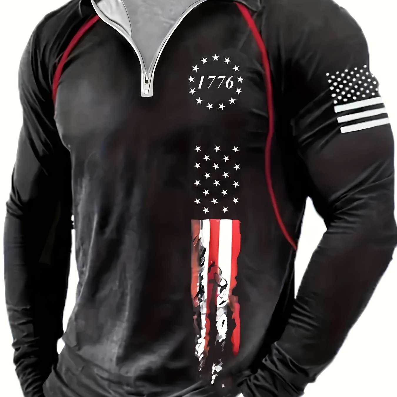 Men's Plus Size US Flag Print Golf Shirt Casual Spring Fall Winter Clothing