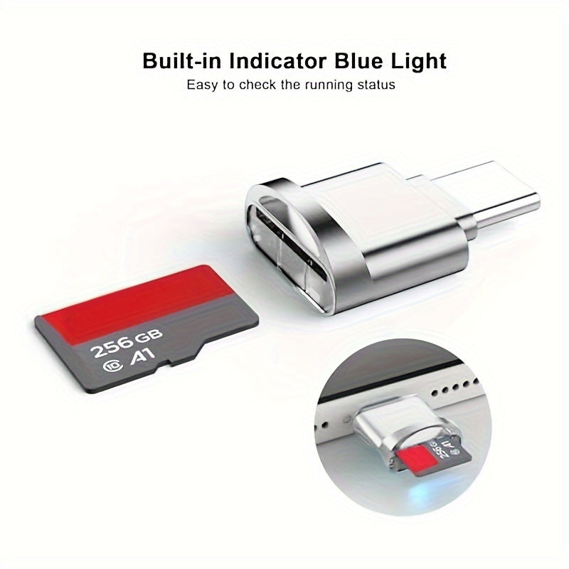 Portable Dual USB-C and USB Card Reader for SD and TF Cards Gray