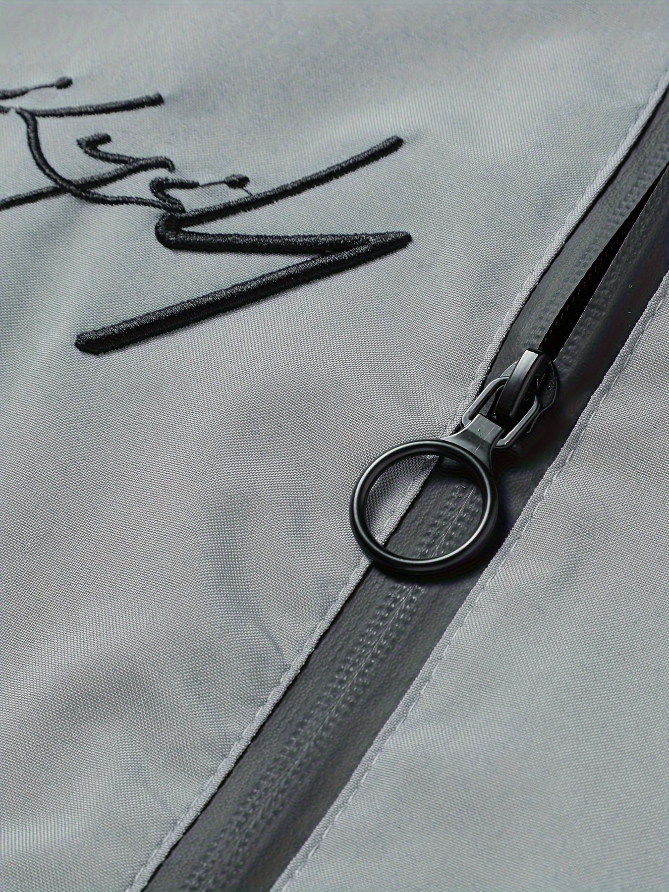 Chaqueta bomber de poliéster para hombre con letras bordadas, con cremallera, casual, deportiva