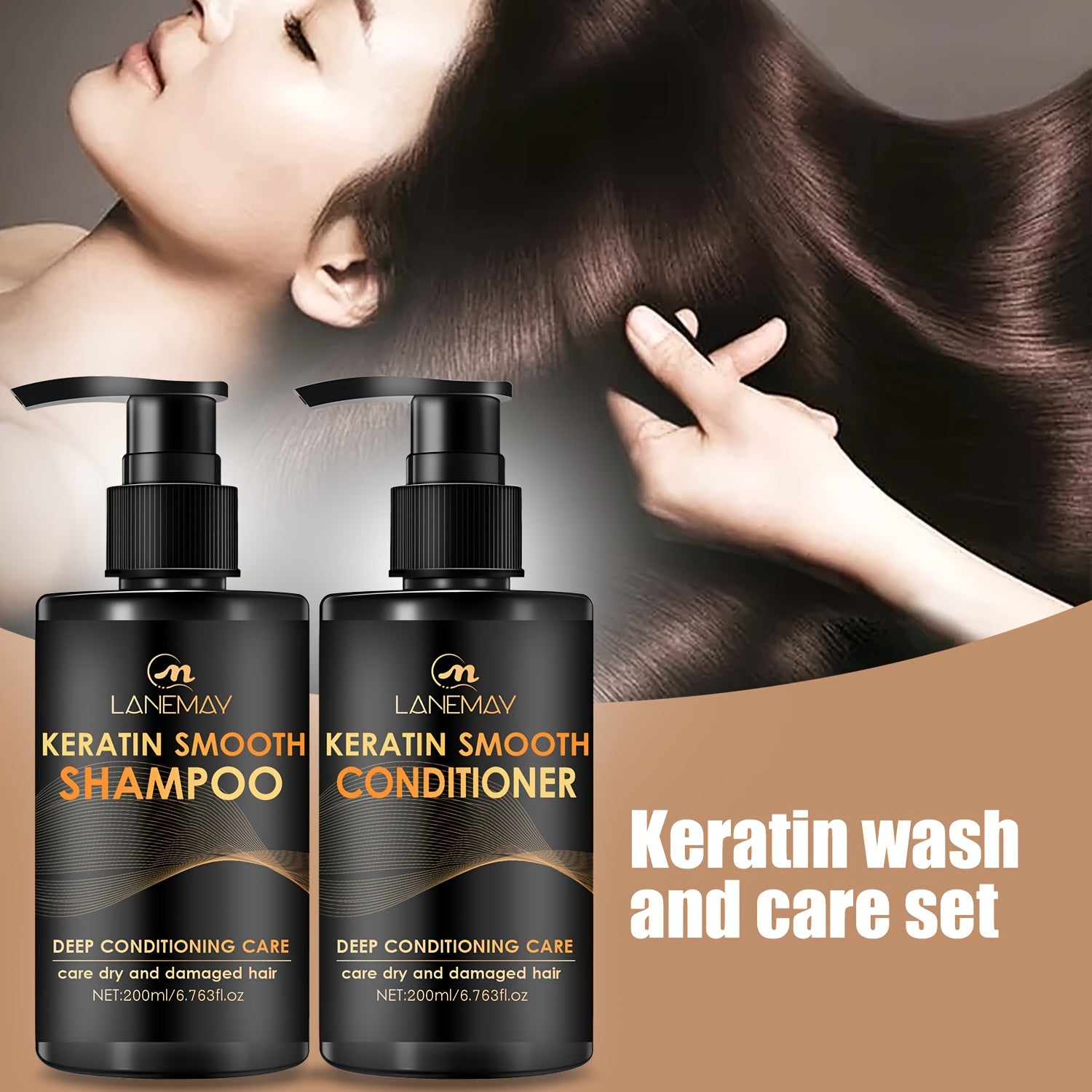 2 dona Keratin Smooth shampun va konditsioner to'plami sochni namlaydi, mustahkamlaydi va sinishini oldini oladi