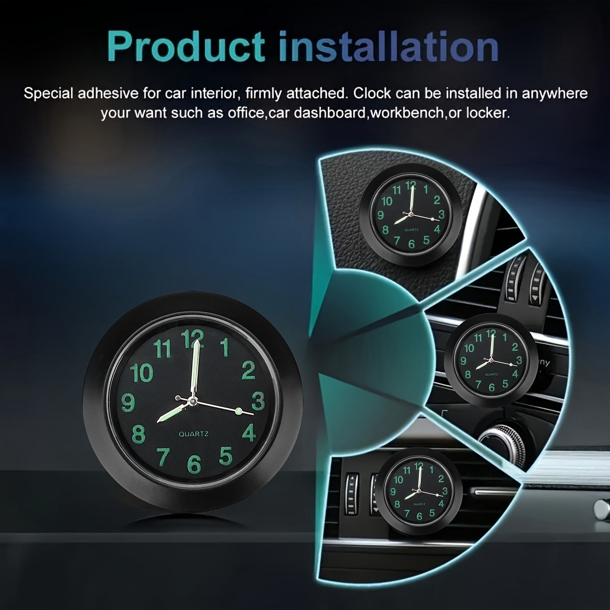 Mini Kvarts Avtomobil Soat Yorug‘ Chiroyli Panel Dekoratsiyasi uchun Yuqori Darajadagi Avtomobillar