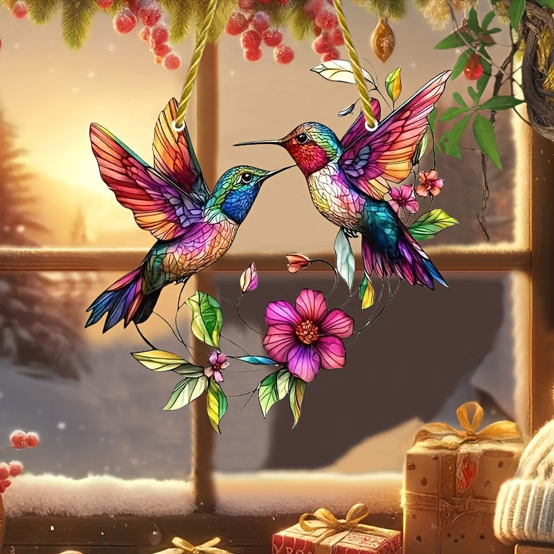 Colorful Hummingbird Suncatcher Acrylic Hanging Decor for Windows Gardens and Patios