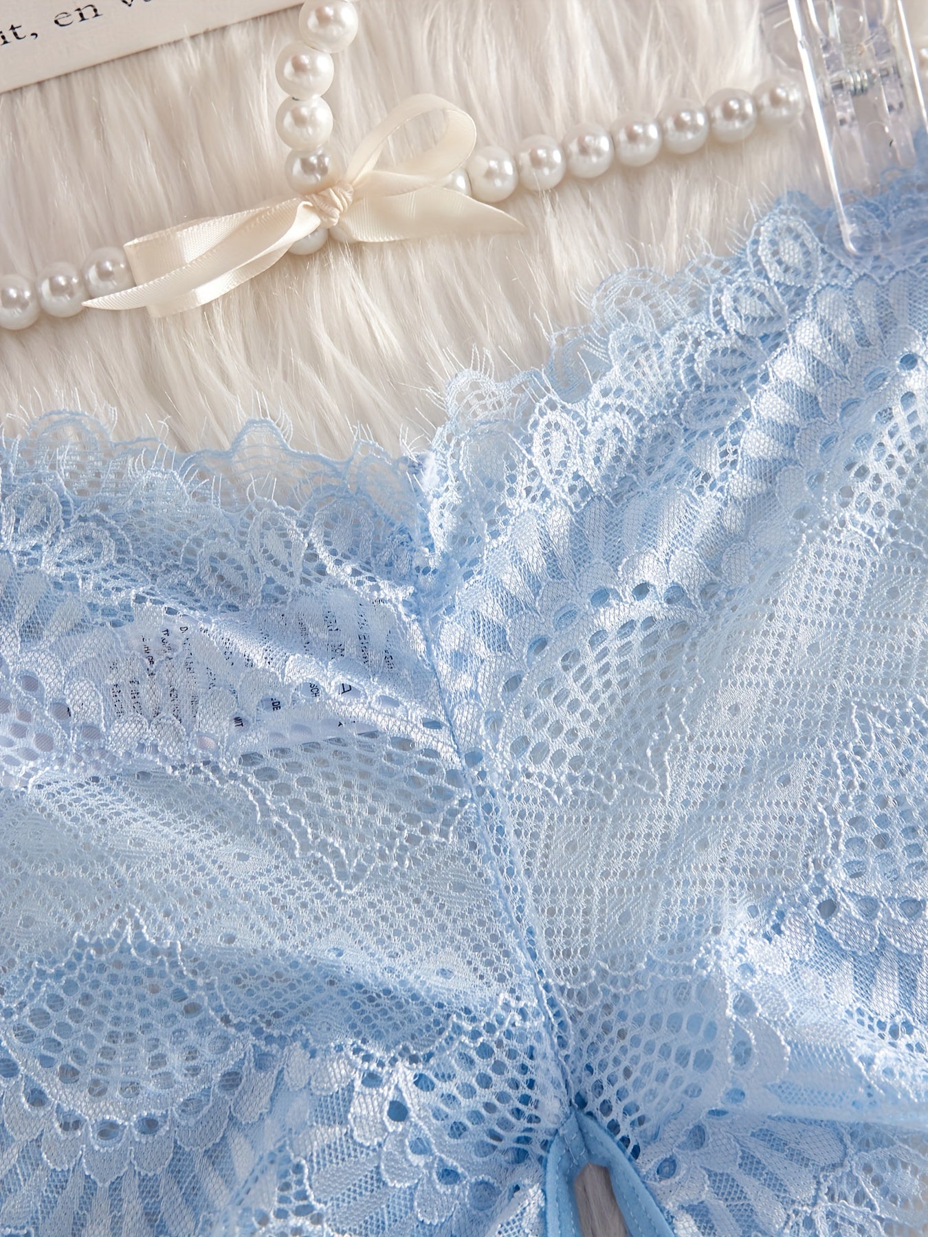 Women's Sheer Nylon Blend Lace Panties Mid-Rise Crotchless Lingerie