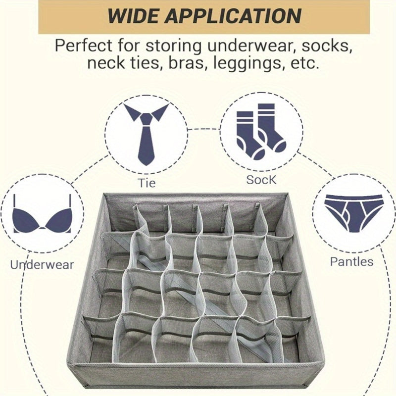 Foldable Fabric Storage Organizer Box with Dividers for Socks and Underwear