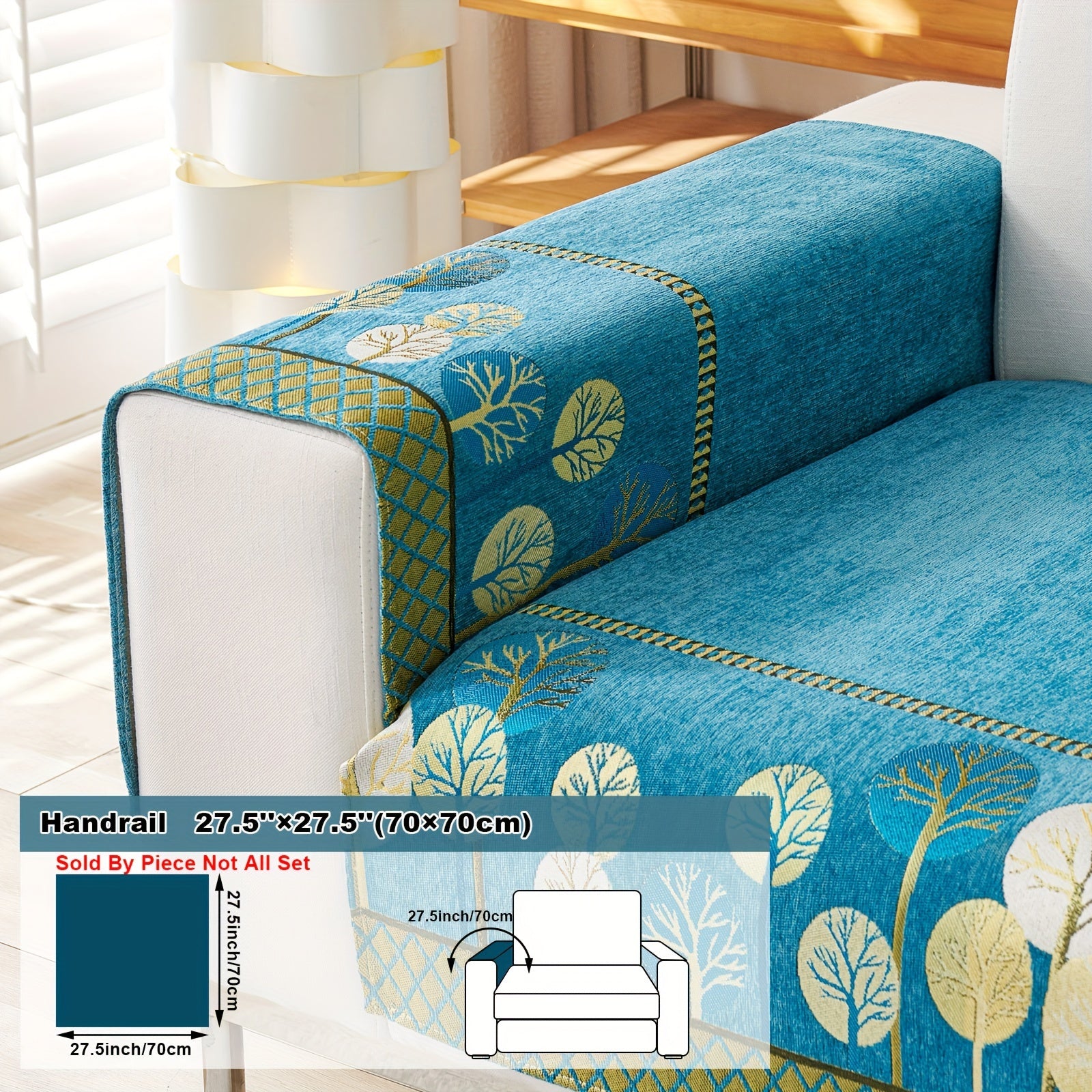 Boho Style Sofa Cushion with Moon and Tree Design Chenille All-Season Pet-Friendly Soft Modern