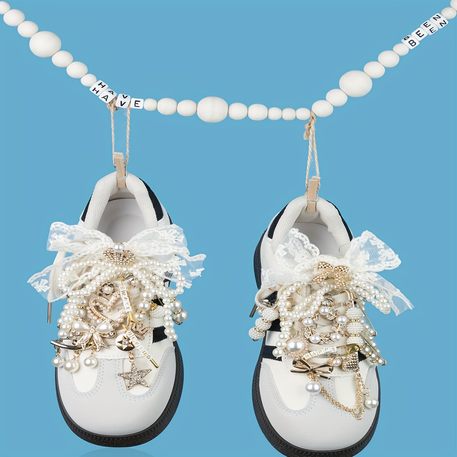 Women Shoe Charms Kit with Bow for Sneakers and Socks, 75 Pieces