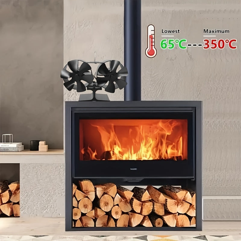 Dual Motor 12-Blade Heat Powered Wood Stove Fan for Fireplace and Stove Heating