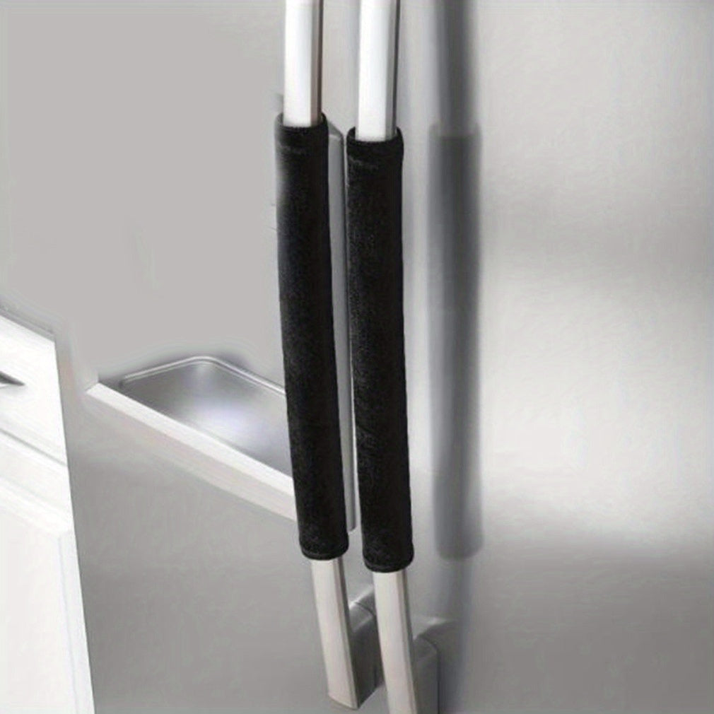 2-Pack Non-Slip Refrigerator Handle Covers Polyester Fiber Gray Red