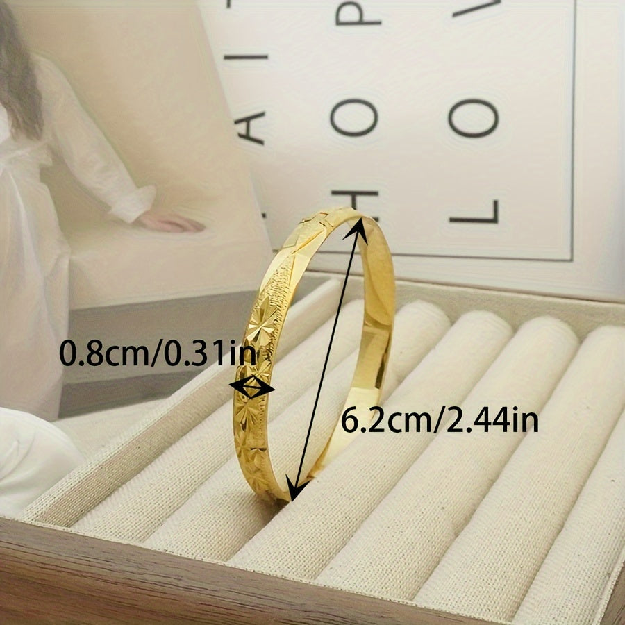 Women’s Boho Gold Plated Copper Bracelet Set 8mm Adjustable Bangles for Daily and Party Wear