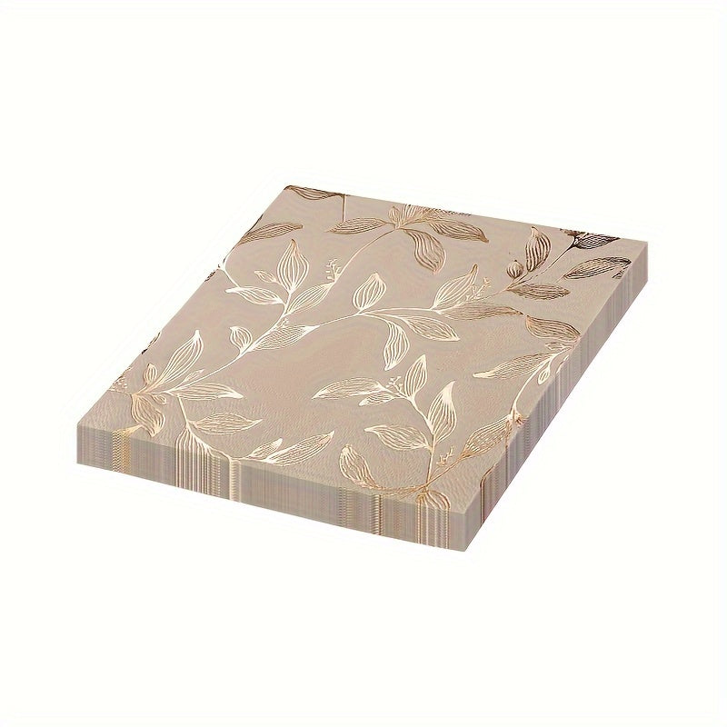 Set of 20 Gold Leaf Pattern Disposable Napkins 33cm Square for Weddings Parties