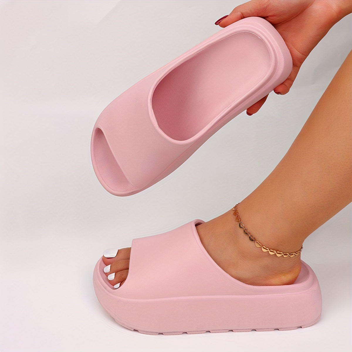Women's Non-Slip Thick Platform EVA Slide Sandals Open-Toe Casual Pink