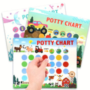 Children's Toilet Training Sticker Charts with Mermaid Car Farm Designs and Holiday Rewards