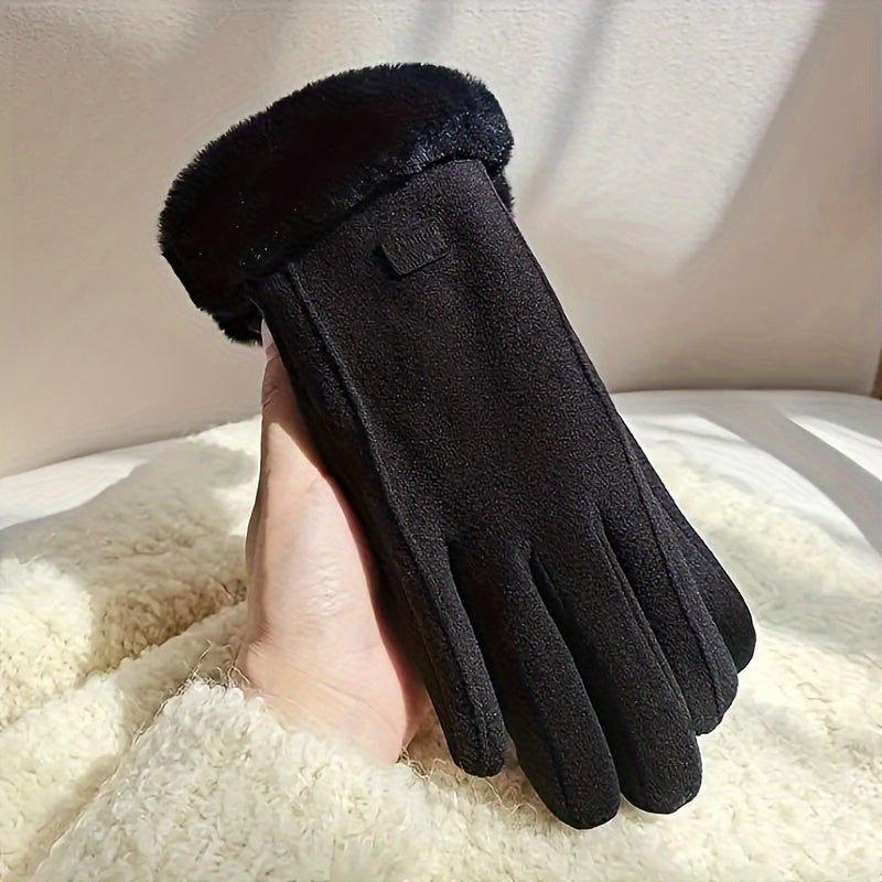 Women's Winter Gloves Touchscreen Compatible Elastic Polyester Warm Lining Split Finger