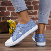 Plus Size Women's Solid Color Denim Canvas Flat Casual Shoes