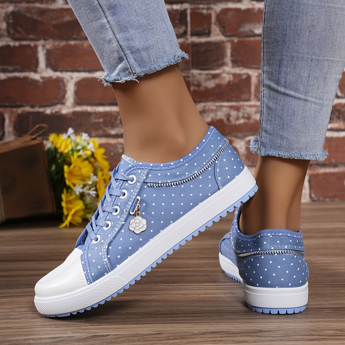 Plus Size Women's Solid Color Denim Canvas Flat Casual Shoes
