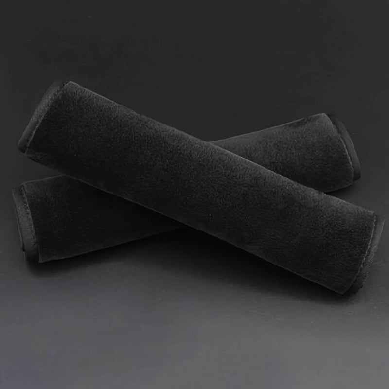 Car Seat Belt Shoulder Pads Soft Plush Spandex Comfort Cover Black 2 Pack