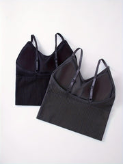 Women's Padded V-Neck Cami Top in Cotton with Adjustable Straps