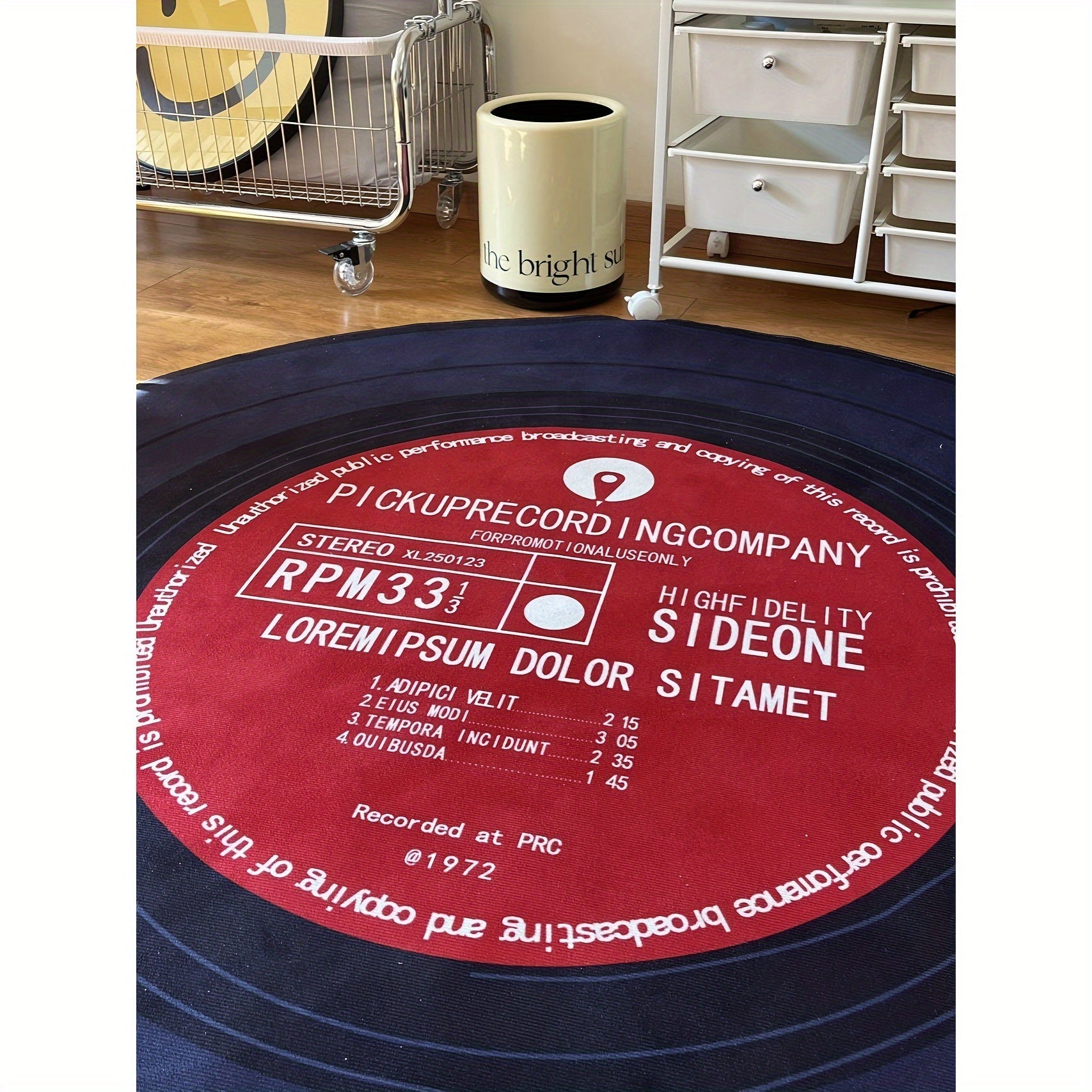 Qora vinil yozuv plitasi mato uchun osma savat, aylanadigan stul uchun pol himoyachisi