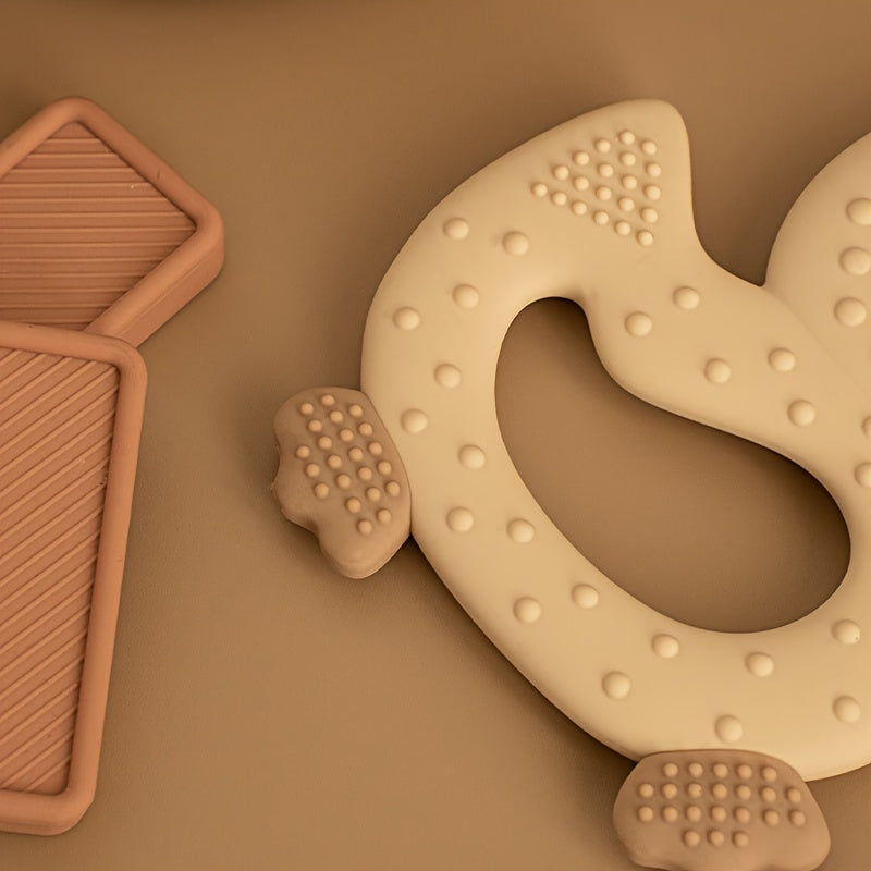 Baby Silicone Teether Duck Shape BPA-Free Oval Teething Ring for Infants