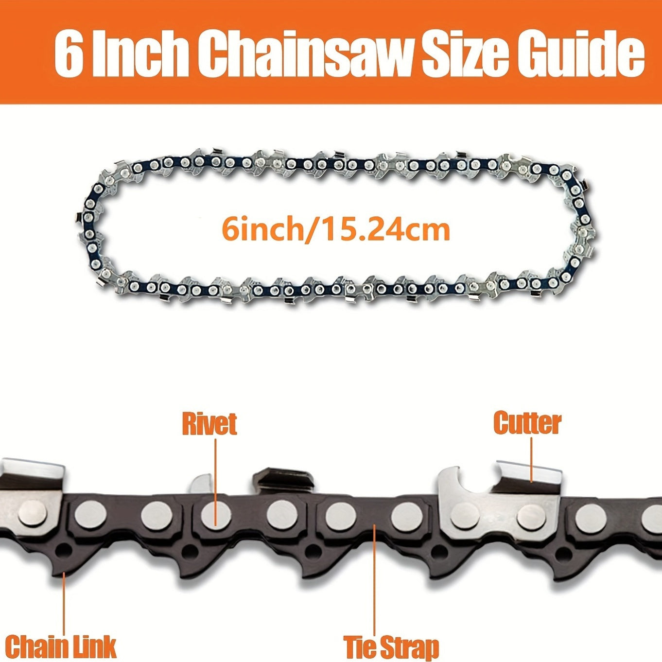 High-Carbon Steel Mini Chainsaw Chain 15.24cm Replacement for Cordless Electric Chainsaws