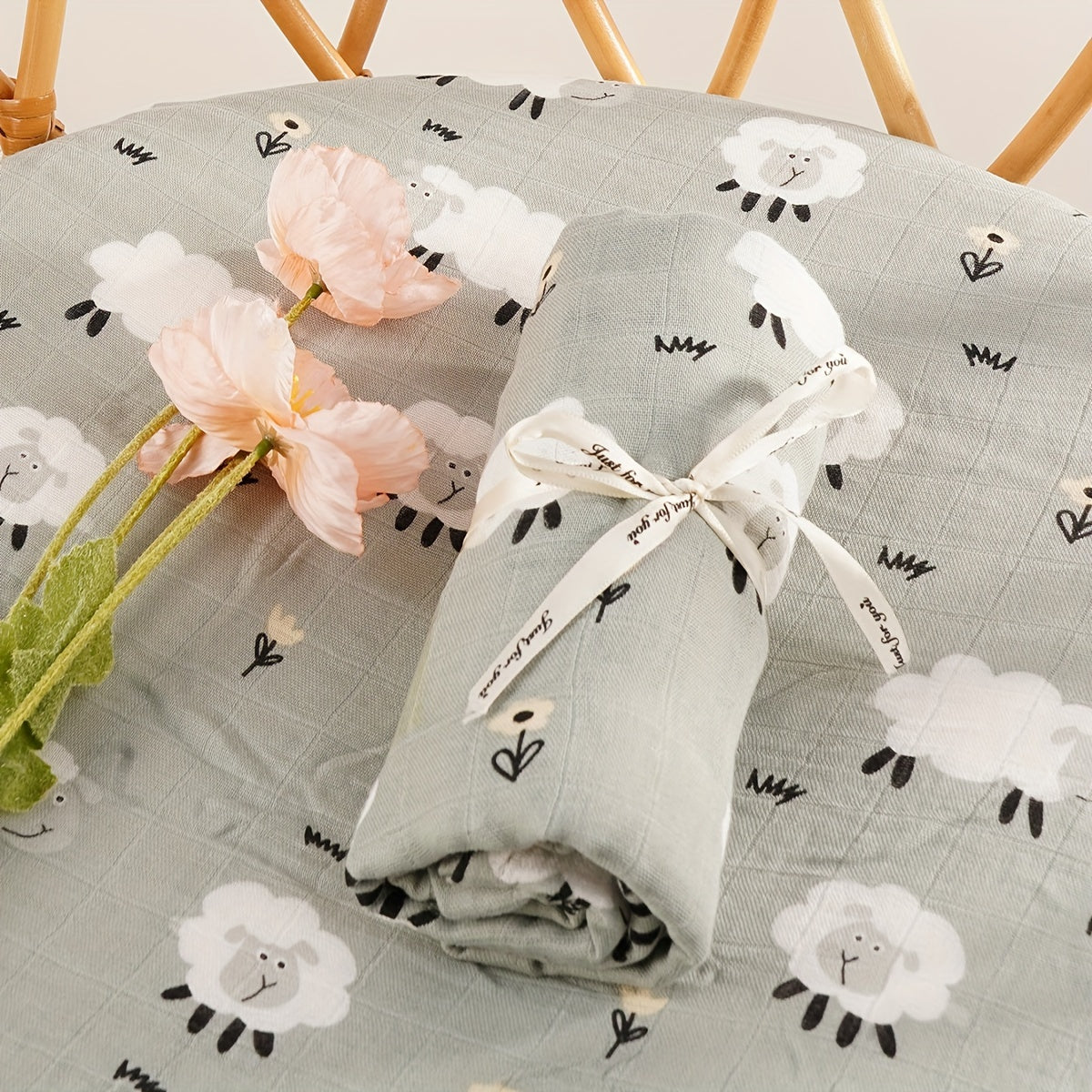 2-Layer Bamboo Cotton Muslin Blanket for Baby Home and Travel