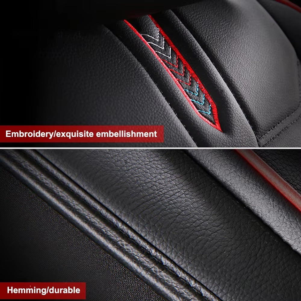 Universal Car Seat Cover Full Set Waterproof PU Leather Beige Full Coverage