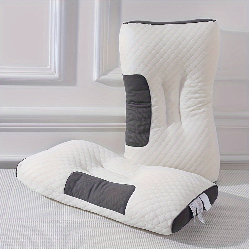 "Ergonomik 3D SPA massaji bilan ortopedik bo'yin qo'llab-quvvatlovchi yostiq - yuvilishi mumkin bo'lgan polyester tolasi, zip yopilishi, barcha mavsumlar uchun qulaylik, oq rang, suyak shaklidagi dizayn, yotoq ta'minoti"