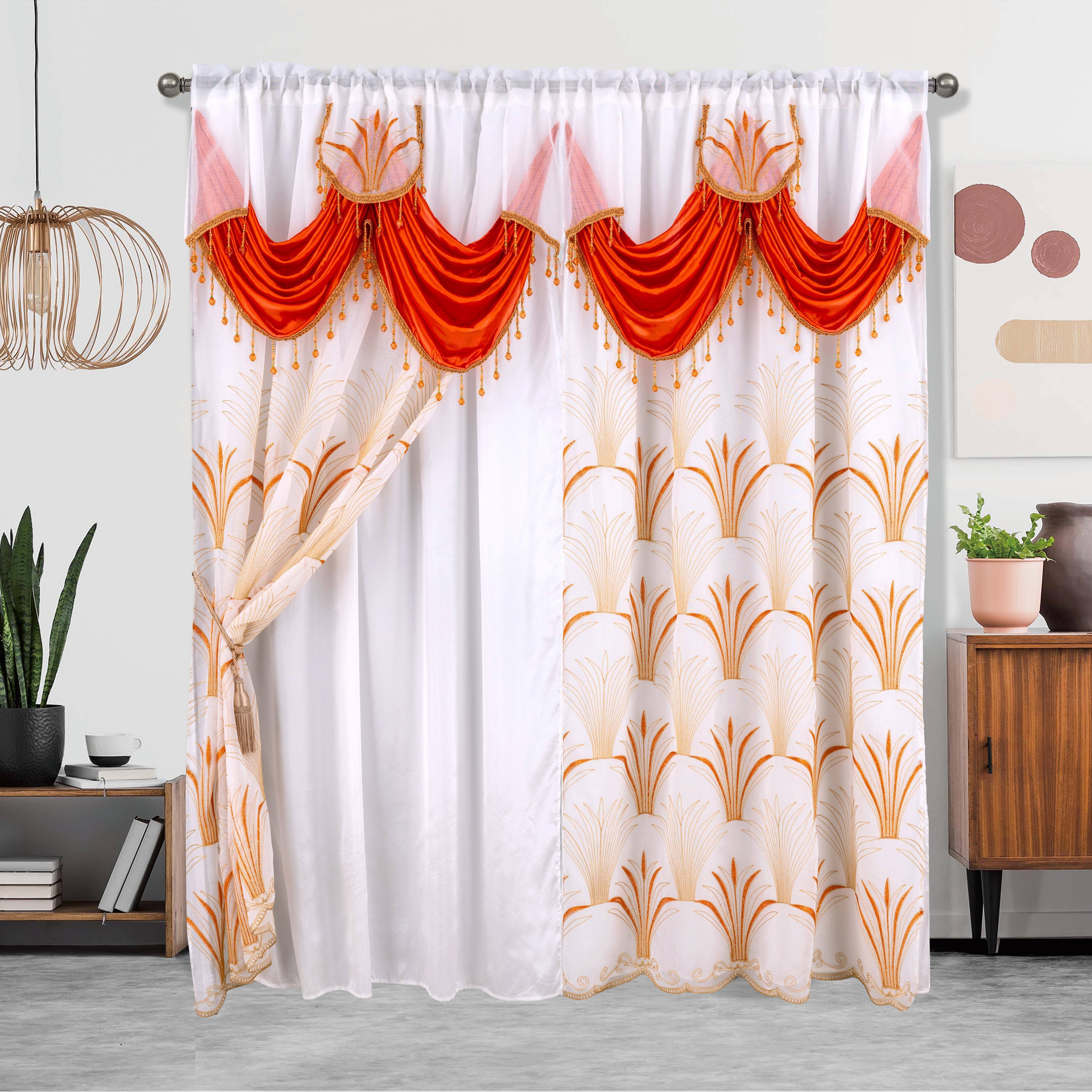 Embroidered Double Layer Curtain 132x213 cm for Living Room Bedroom