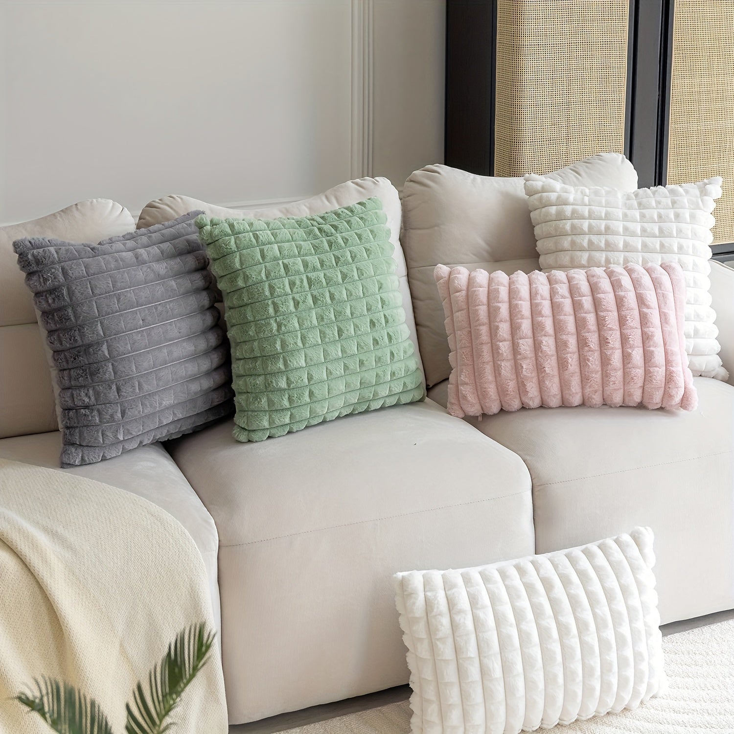 Kareli plush yostiq qopqog'i, divan uchun, fermaga mo'ljallangan dekor, 44x45 sm yoki 50x30 sm