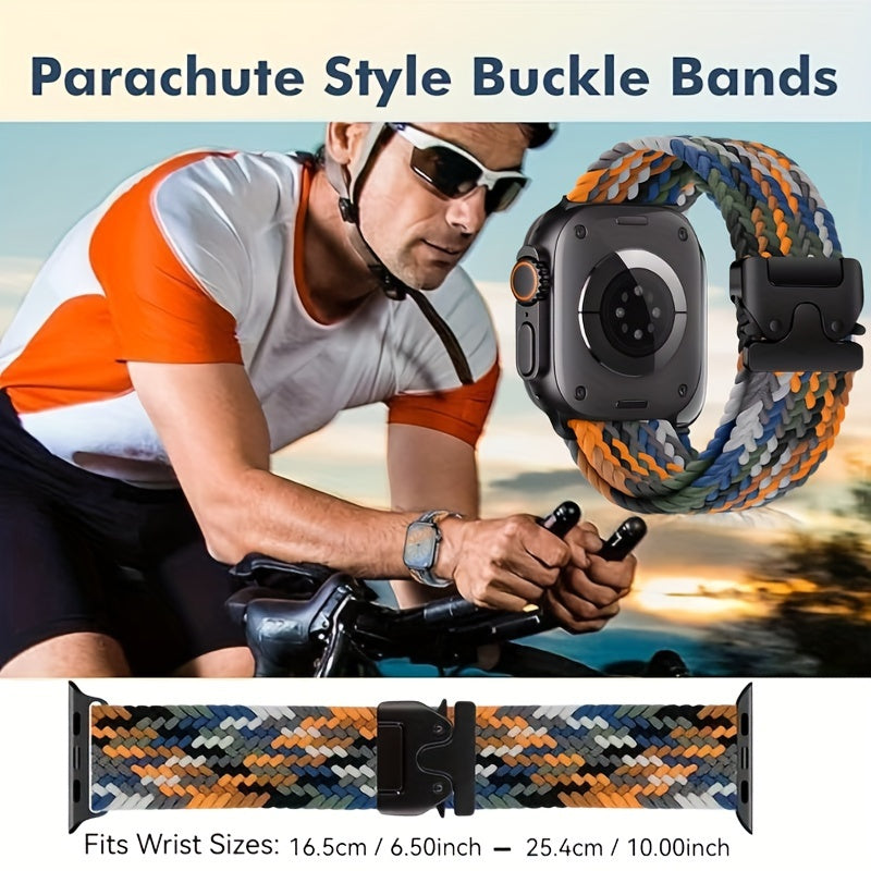 Adjustable Nylon Parachute Style Watch Band for Apple Watch Series 1-10 and Ultra