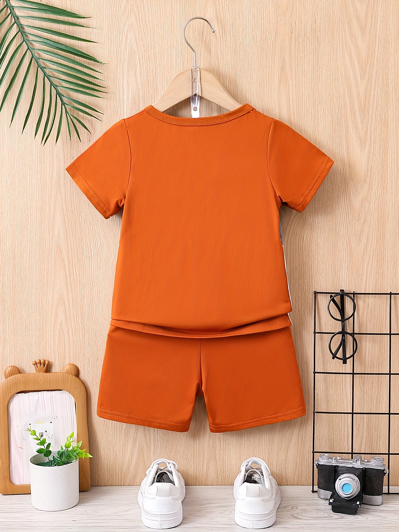 Kids Boys Summer Letter Print T-Shirt and Shorts Set Polyester Casual Age Over 3