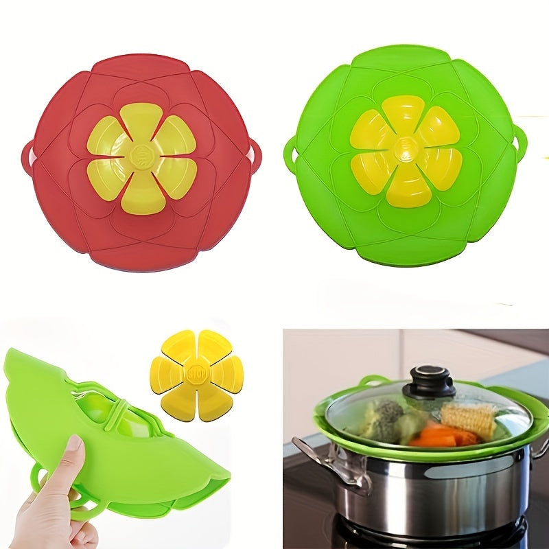 Tapa de silicona para derrames en forma de flor, accesorio de cocina de grado alimenticio para altas temperaturas
