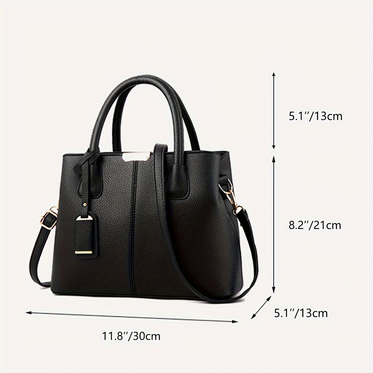 Black Quilted Tote Bag for Women with Crossbody and Shoulder Straps