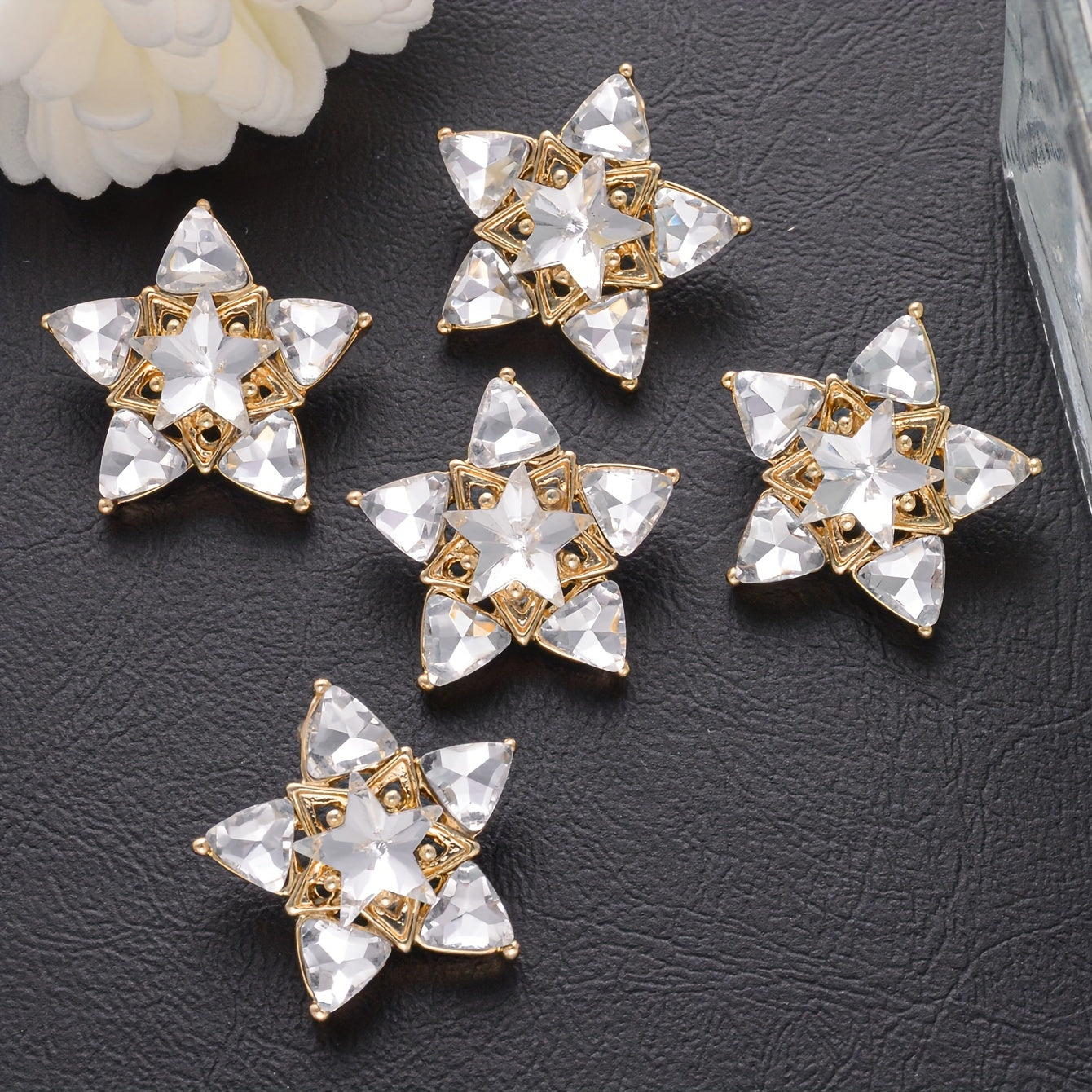 High-End Button Shirt Sweater Suit Coat Windbreaker with 3D Diamond Decor and DIY Accessories Set 6 or 10 Pieces