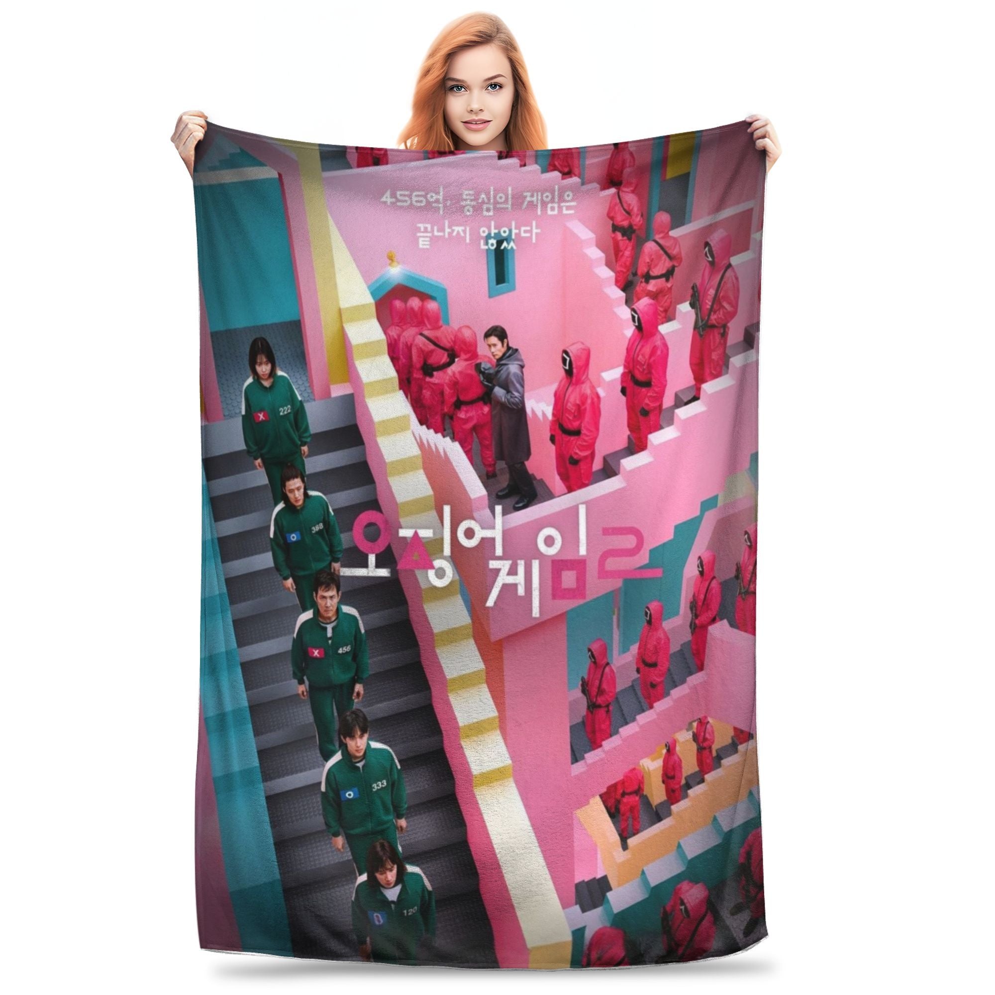 Flannel Throw Blanket Soft Warm Vibrant Colors Modern Design for Sofa Bed Camping