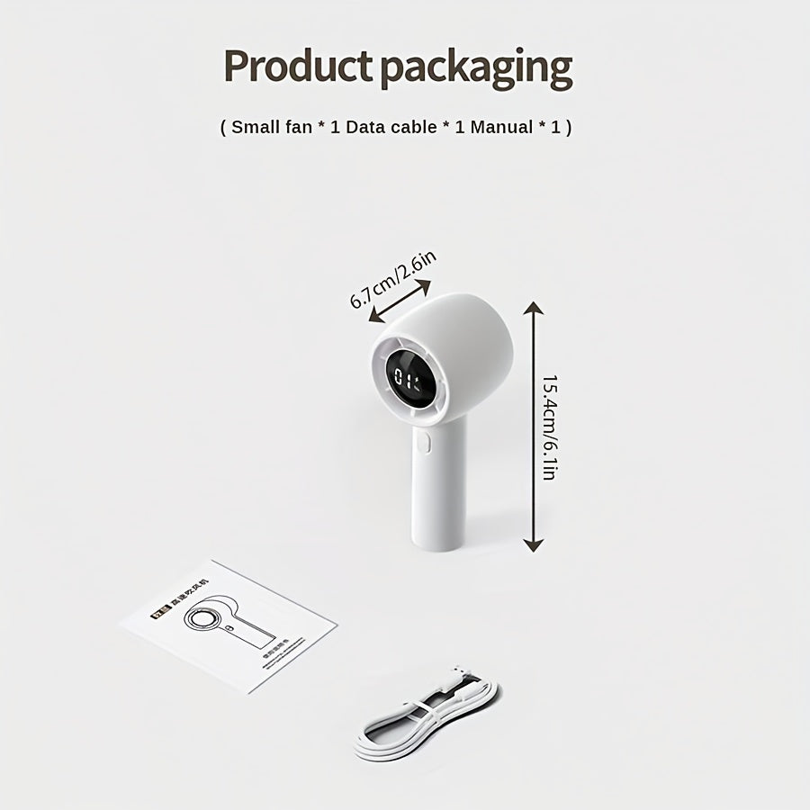 Handheld Personal Fan with 100 Speed Stepless Digital Display Rechargeable 2000mAh for Camping Office Outdoor