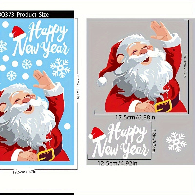 Christmas Window Stickers Set with Santa Snowman Elk Snowflake Decorations