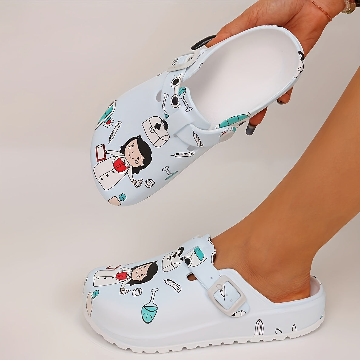 Women's EVA Sandals with Adjustable Straps Butterfly Print Breathable Flat Shoes