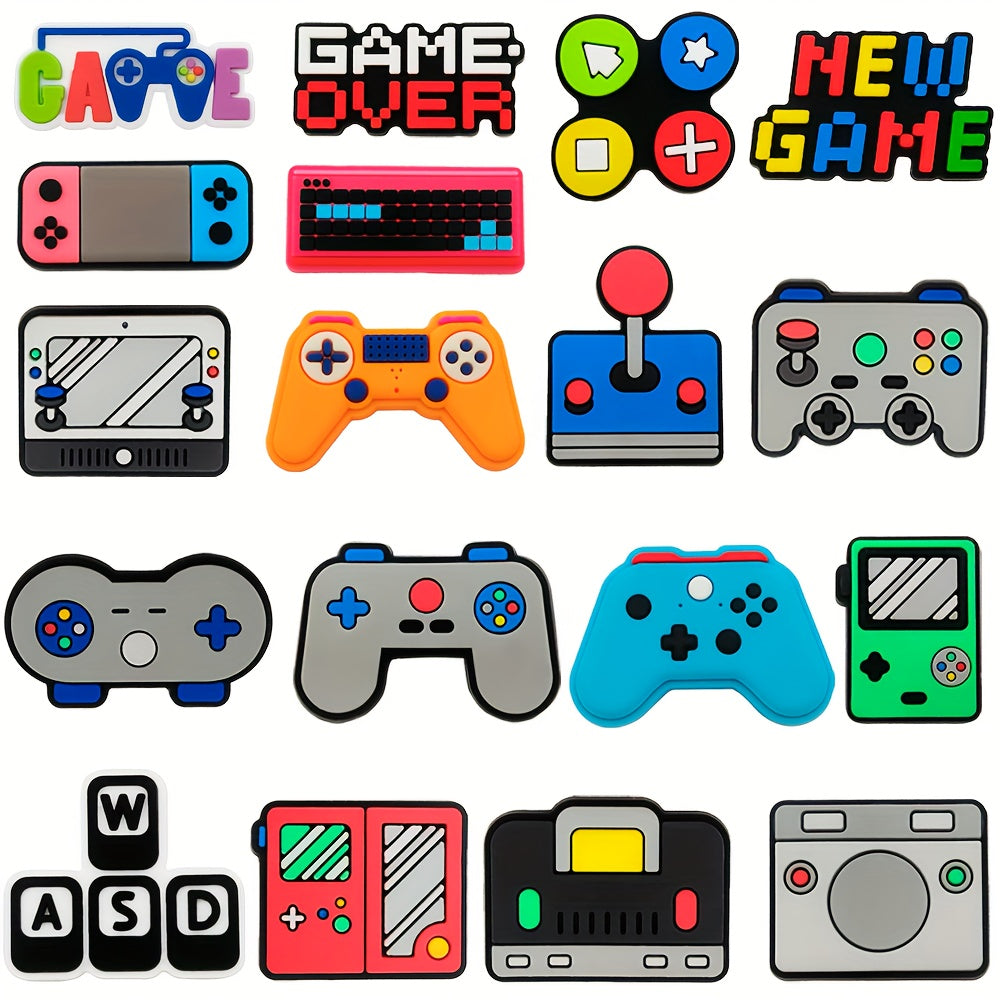 Kids Shoe Charms 18Pcs PVC DIY Game Console Theme Button Sandal Accessories