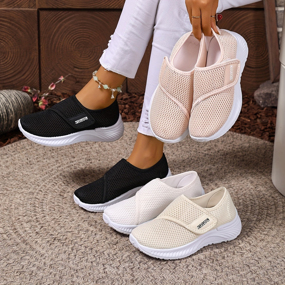 Women's Breathable Knit Slip-On Sneakers Lightweight Comfortable Walking Shoes